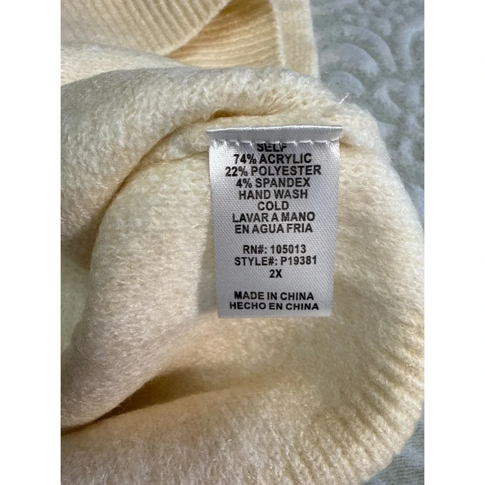 Andree by Unit Cream White Windowpane Grid Turtleneck 2XL, Soft, minimalist, NWT - Picture 5 of 11